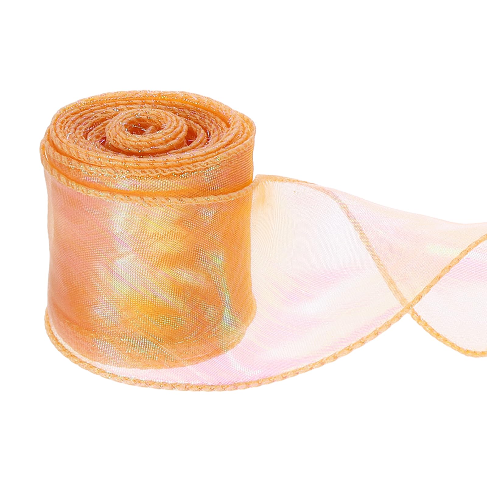 PATIKIL 60mm Wide Wired Chiffon Ribbon, 9.1m Sheer Wired Organza Ribbon Fishtail Yarn Gift Ribbons for Crafts Gift Wrapping Floral Bouquet,Vibrant Orange