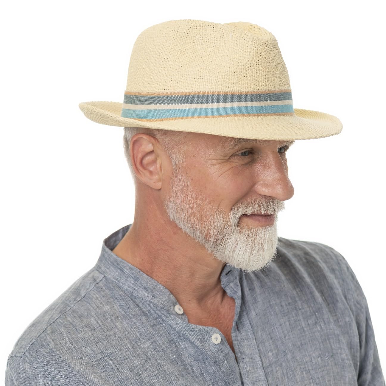 Lierys Losano Sombrero Bogart Fedora de Paja Banda Multicolor Hombre Primavera Verano