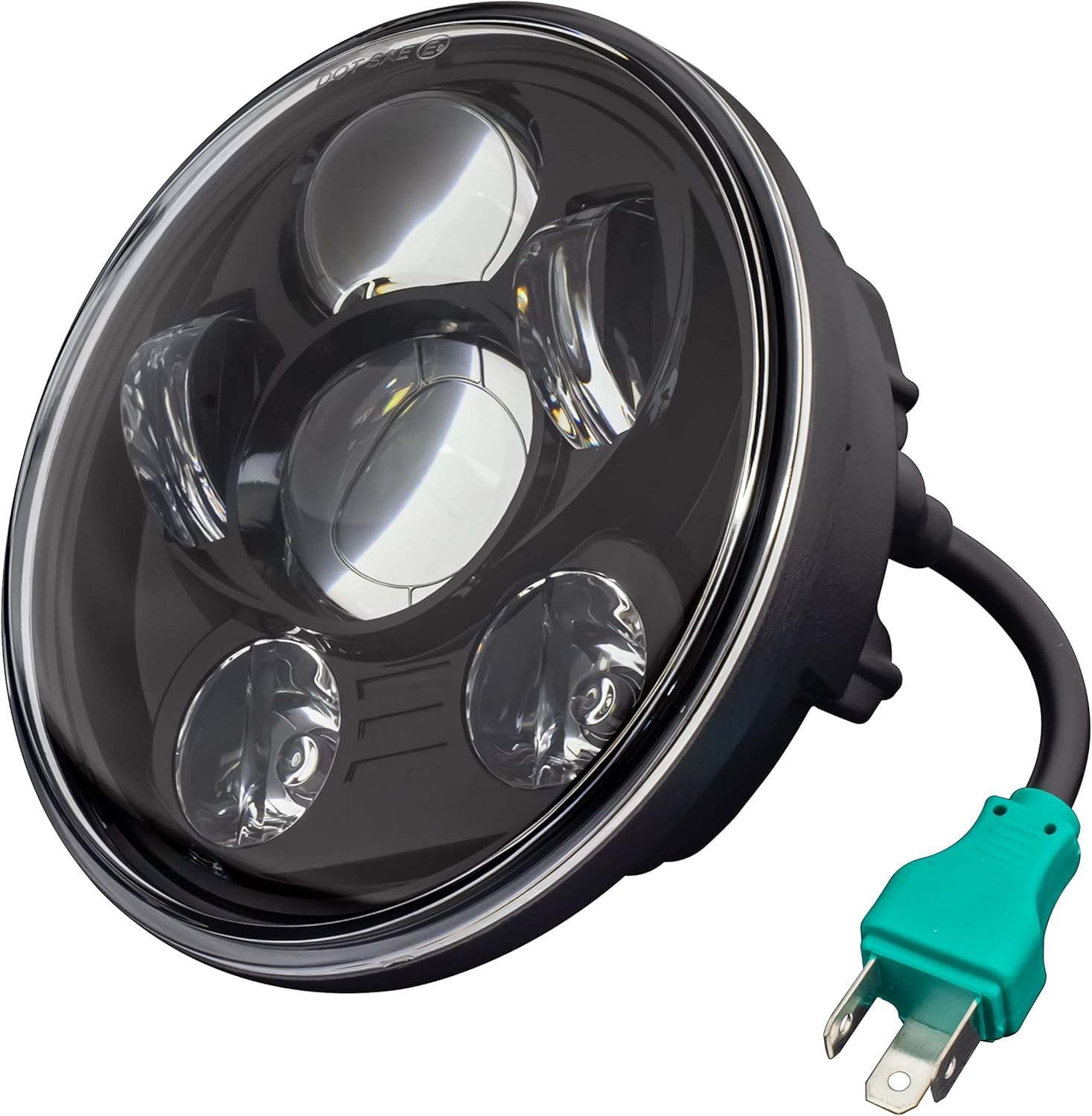 5.75 Pulgadas Faro LED Redondas para Motocicleta 6000-6500K 45W, Faros para Harley, Softair, Dyna, Sportster y Todos los Demás Modelos, Negros