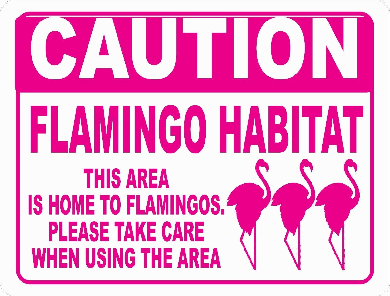 Kueprae A224 Caution Flamingo Habitat Sign Lovers Of Flamingos Metal Sign 8X12 Inch