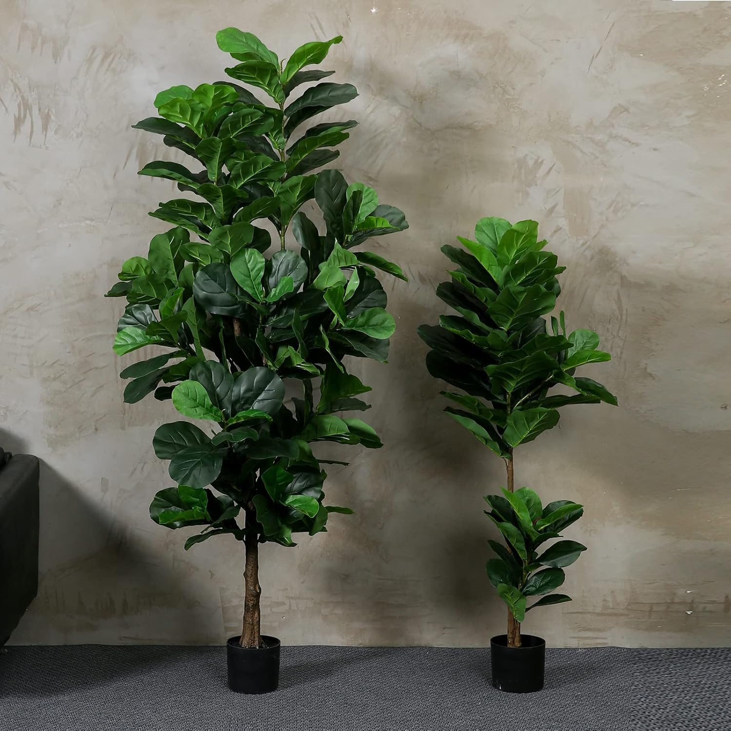 Fiddle Leaf Fig Tree 6ft Tall Artificial Tree in Pot Fake Ficus Lyrata Plants with 184 Decorative Fiddle Leaves Faux Fig Trees for Home Office Living Room Decor Indoor Outdoor, 2 Pack