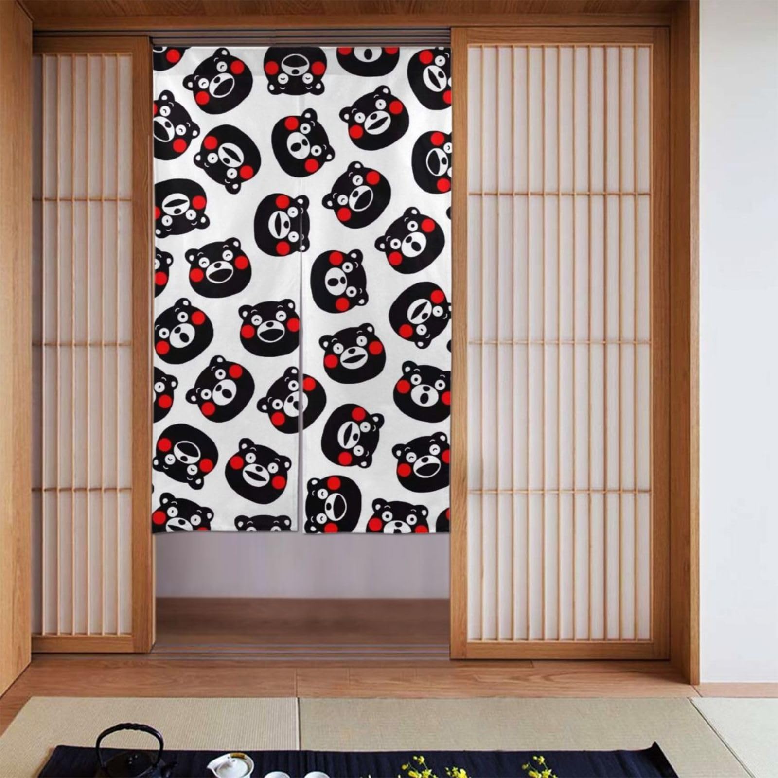 MANY ハンドメイド　クマのアップリケ付き暖簾 MANY ハンドメイド クマのアップリケ付き暖簾