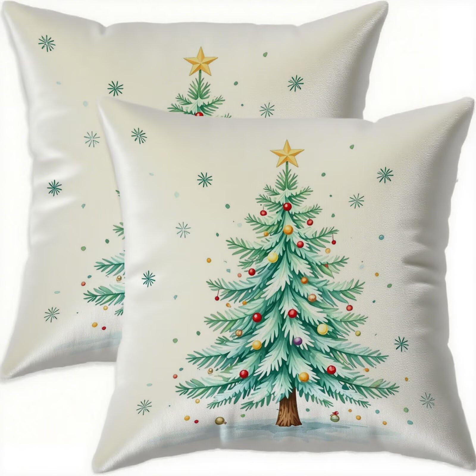 Housse coussin 80x80cm Noël en velours cyan pour décorer votre salon chaleureux