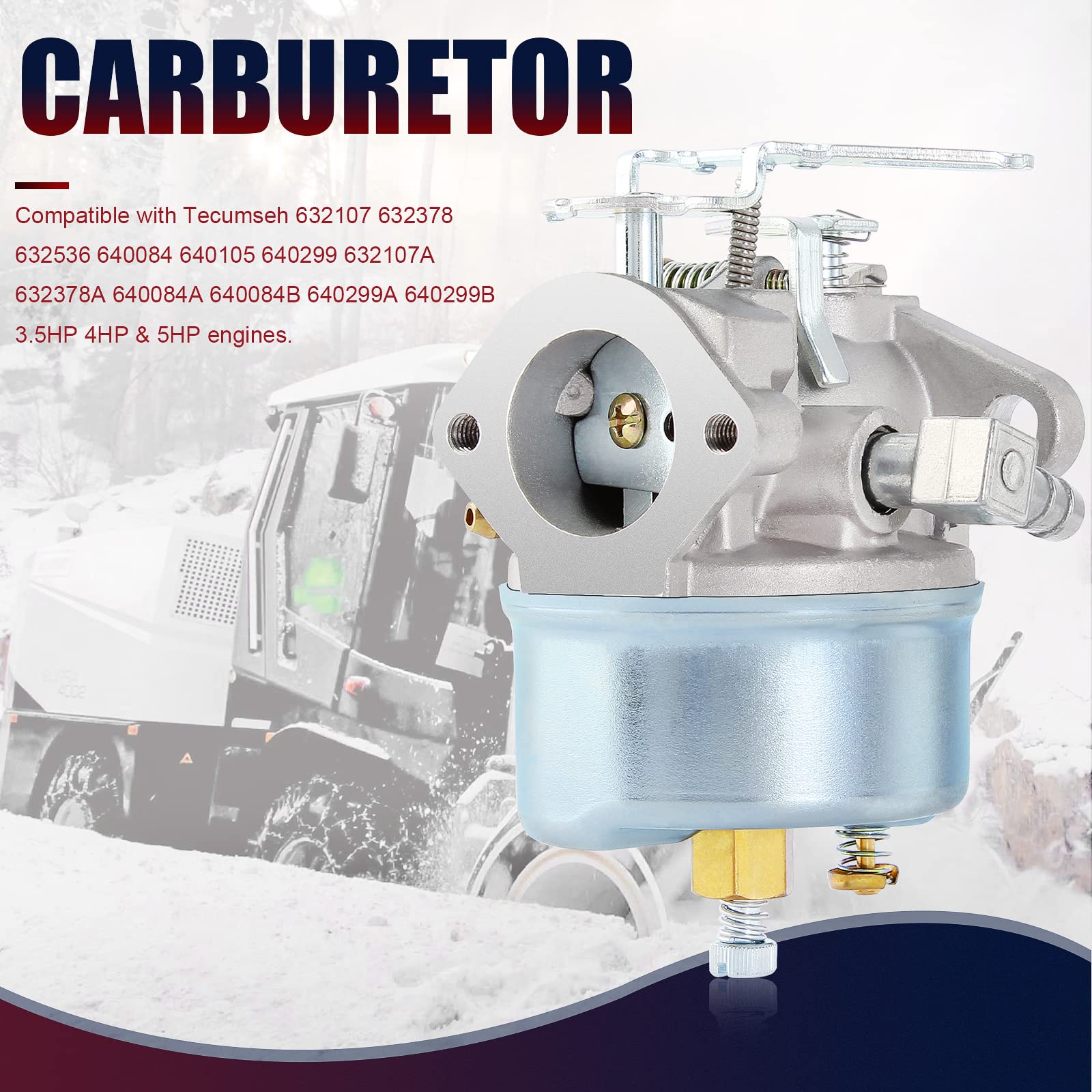 QAZAKY Adjustable Carburetor Compatible with Tecumseh 632107 632378 632536 640084 640105 640299 632107A 632378A 640084A 640084B 640299A 640299B 3.5HP 4HP 5HP HS50 LH195SP OHSK110 OHSK120 OHSK125 Carb - Image 4