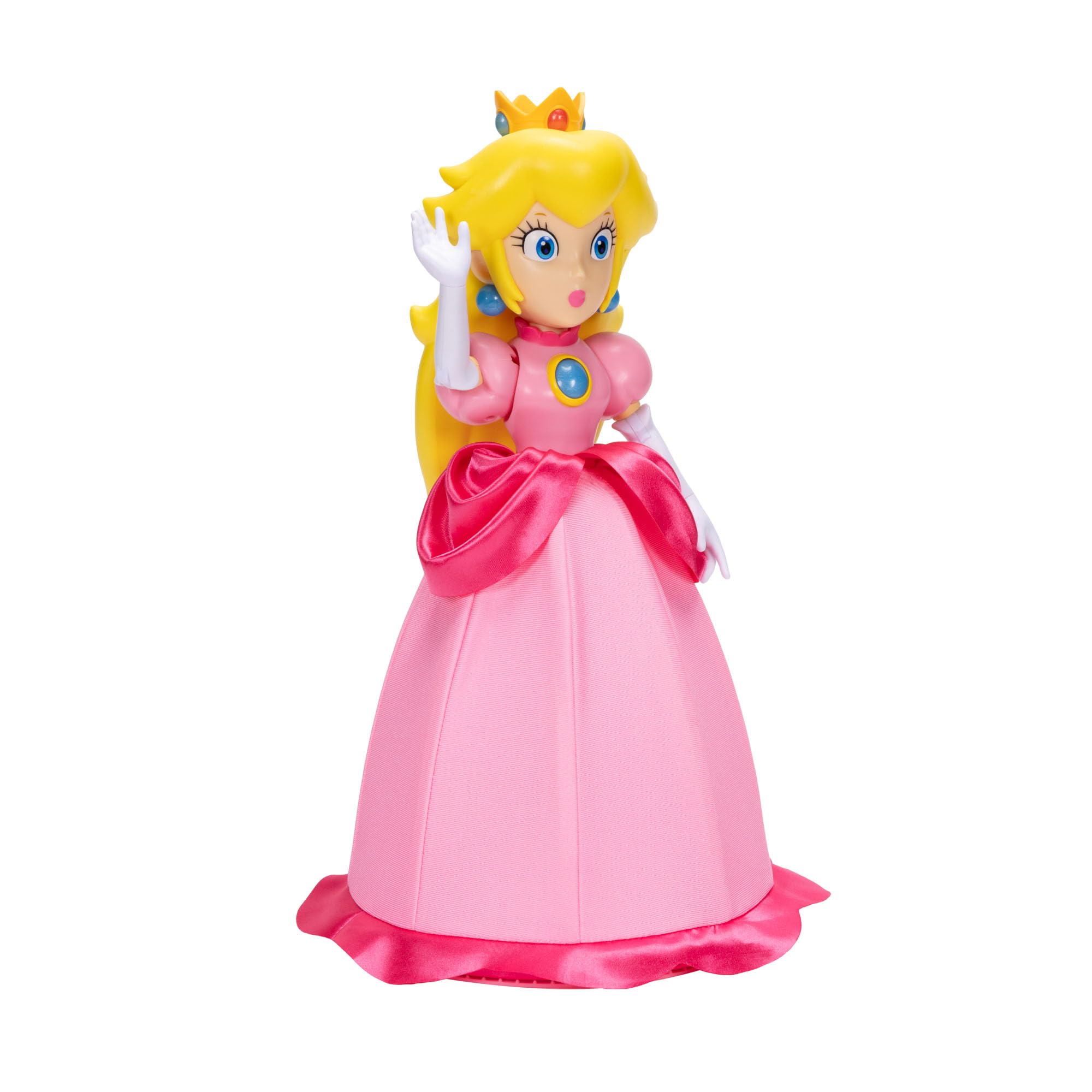 Super Mario Bros Princesa Peach Articulada Muñeca de Jakks Pacific, Licenciada Oficialmente, Posable con Vestido Iconicos y Corona - Regalo Muy Detallado