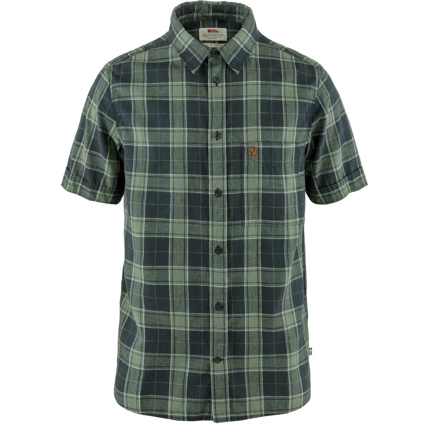 Fjallraven 87039-555-614 Övik Travel Shirt SS M Shirt Men's Dark Navy-Patina Green Size XXL