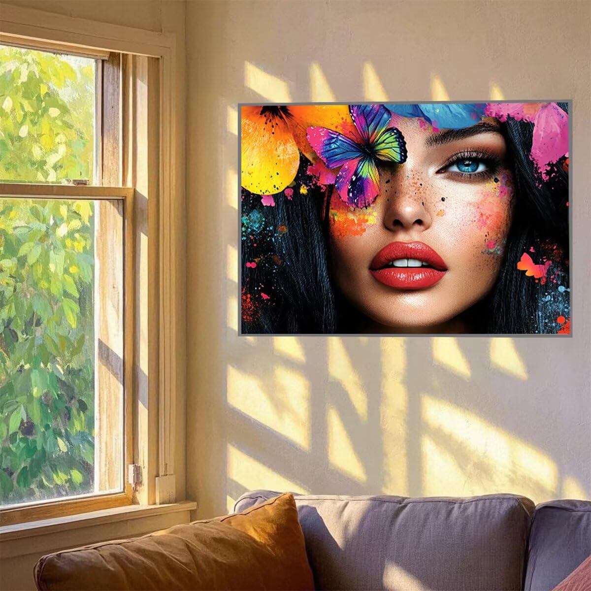 Schmetterling Dipingere con i Numeri Donna Dipingere con i Numeri per Adulti Bambini Principianti, Fai da te Paint by Numbers Kit Artigianato Hobby Adulti, La Decora la Casa Regalo 90 x 120 cm QD-W