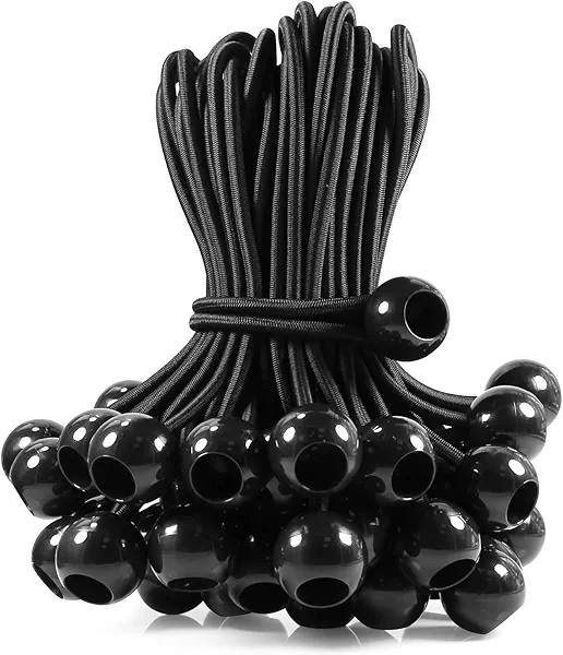 Joneaz Bungee Balls 6 Inch,Black Bungee Cord for Canopy Tarp, UV Resistant,50-Piece