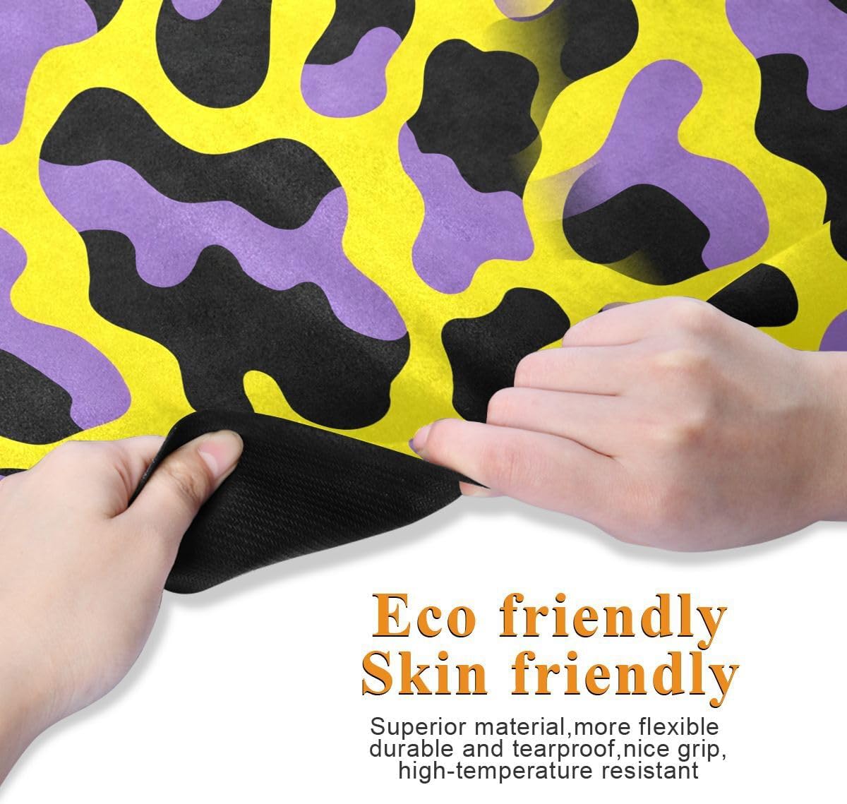 ALAZA Purple Yellow Cow Pattern Yoga Mat Non Slip Fitness Exercise Mat, Workout Mat for Yoga, Pilates and Floor Exercises