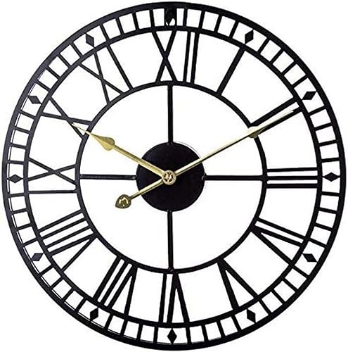Clock Wall Clock Metal Wall Clock, Iron Art Silent Clock Antique Vintage Retro Style Home Hotel Bar Office Decor Gift