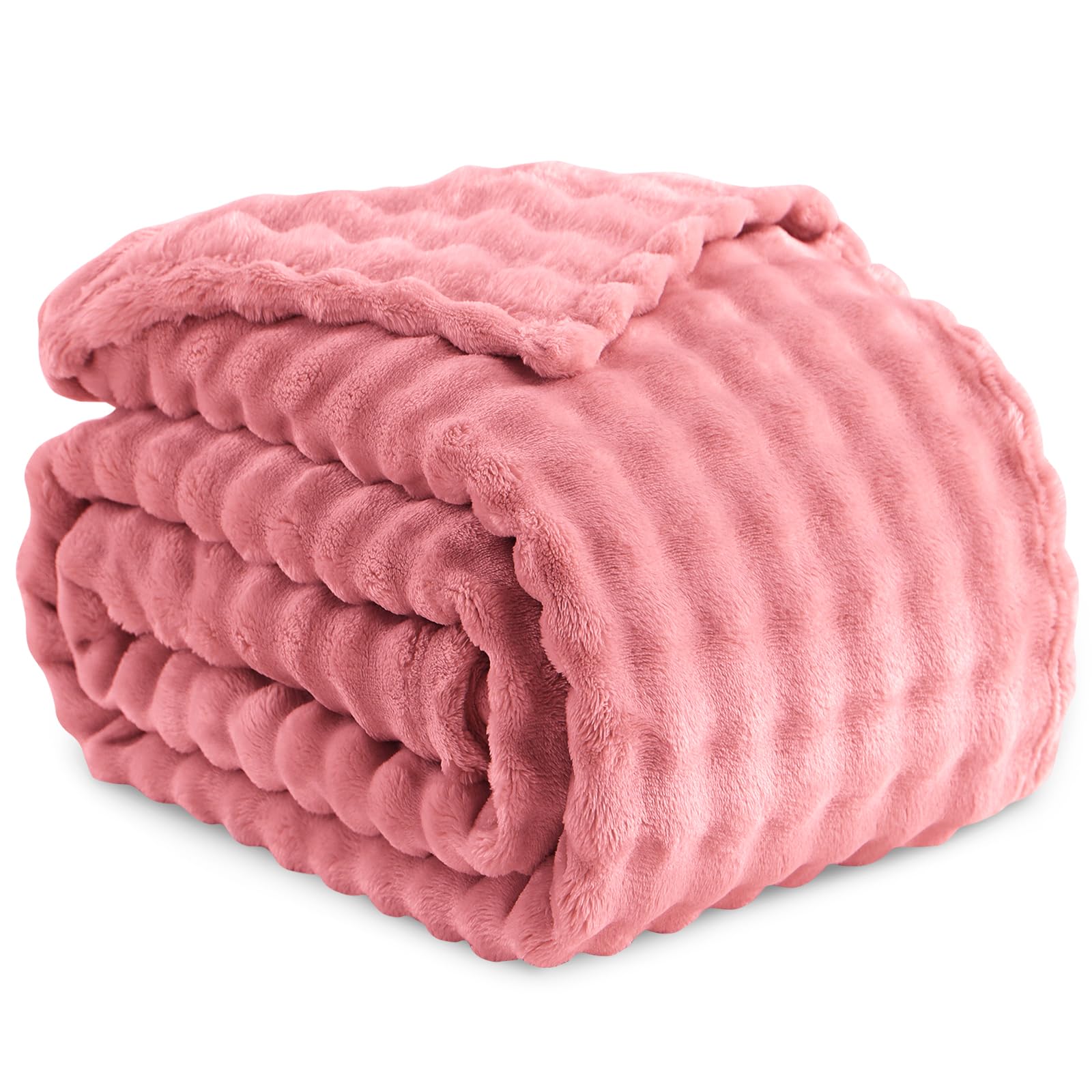 RUIKASI Bubble Decke Kuscheldecke Flauschig Rosa - 150x200cm Sofadecke & Couchdecke aus Plüsch, Warme Fleece für Wohnzimmer Deko Blanket, Dicke Wohndecke Mädchen Rosa
