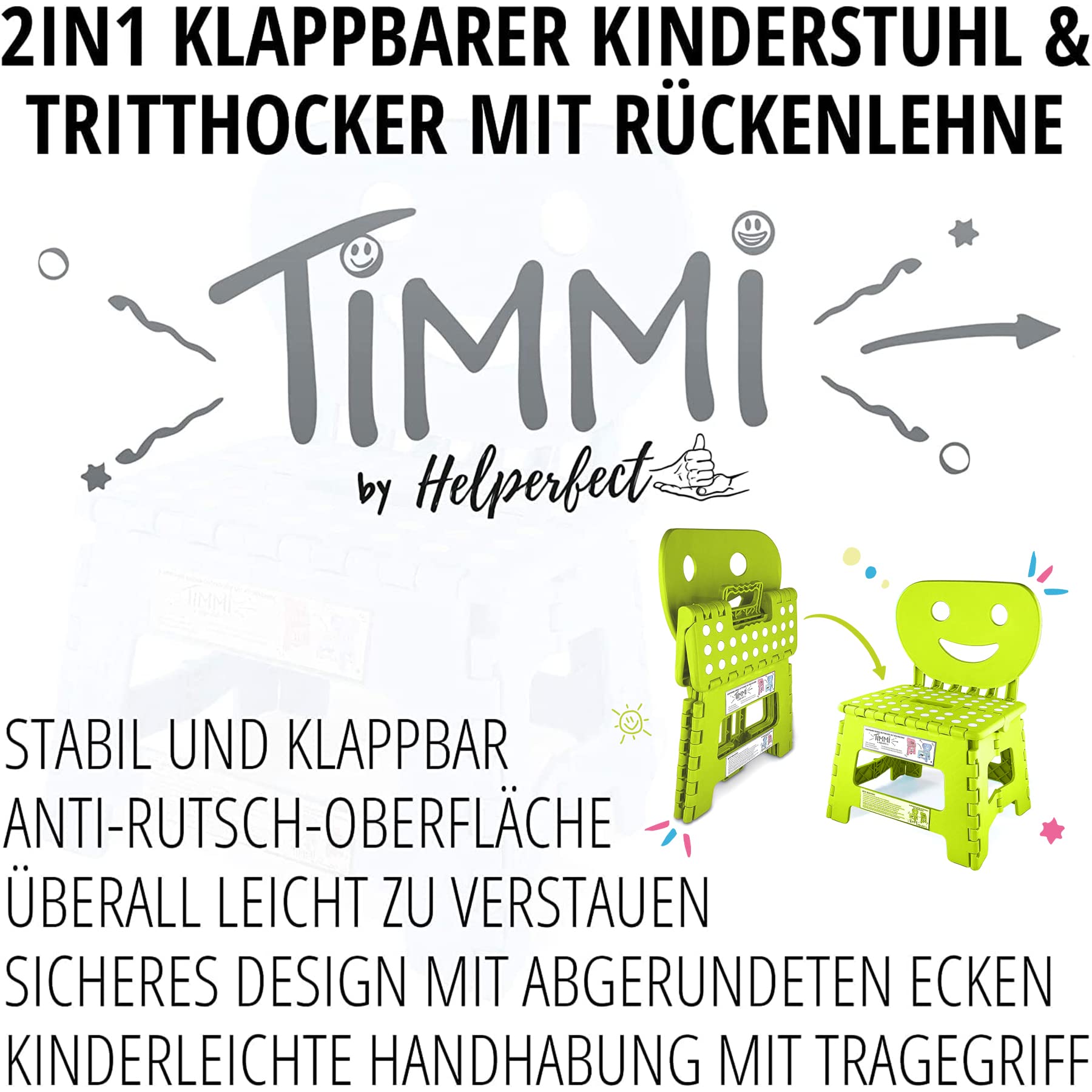 Helperfect Opvouwbare Kinderstoel & Opstapje Met Rugleuning 2 In 1 Stabiel En Veilig Kinderstoeltje Blauw Helperfect Opvouwbare Kinderstoel & Opstapje Met Rugleuning 2 In 1 Stabiel En Veilig Kinderstoeltje Blauw