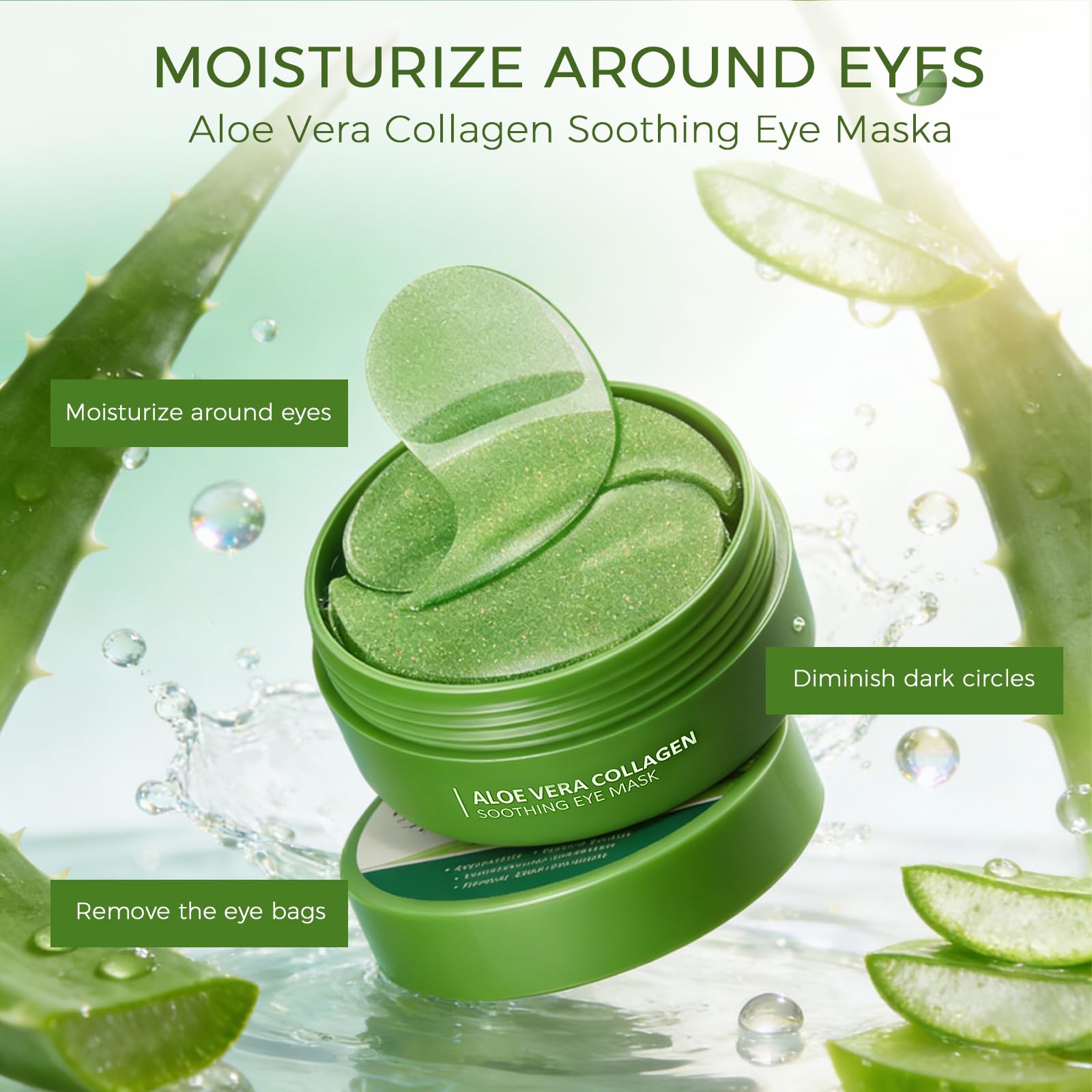 Patch Occhi Idratanti con Aloe Vera e Collagene, 60 Pezzi Maschera Occhiaie e Borse Effetto Defaticante, Trattamento Contorno Occhi Antirughe per Uomo e Donna, Patch Idrogel per Rughe e Linee Sottili - 2