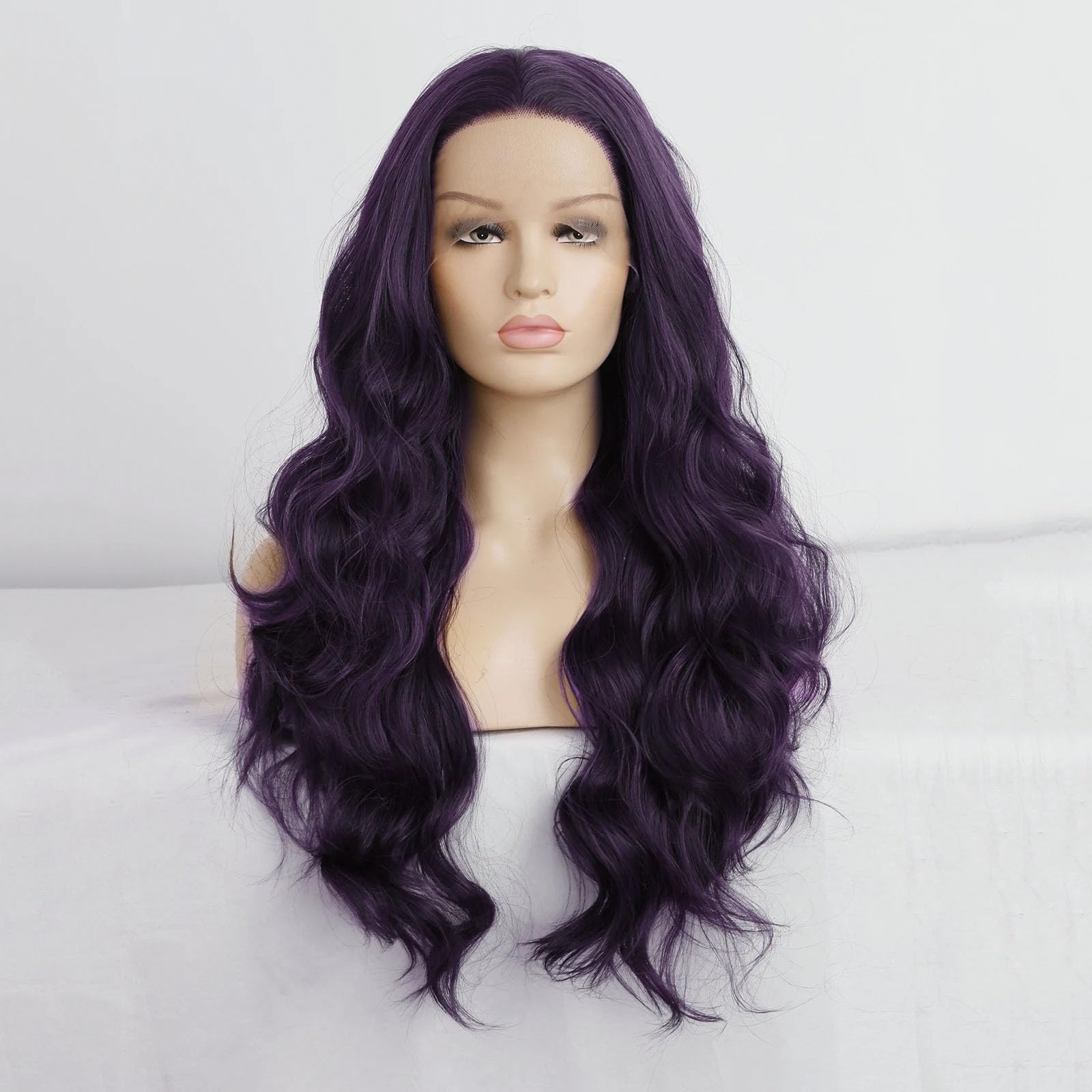 RONGDUOYI Neon Green Wigs for Women Free Part Synthetic Lace Front Wig Ombre Color Black and Green Wigs Glueless Natural Hairline Daily Use Cosplay Wig