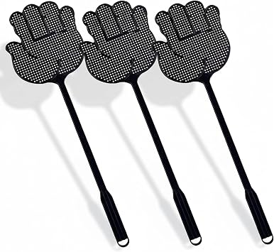 Fly Swatter Heavy Duty for Indoors Hand-Shaped Flyswatter with Non-Slip Grip, Flexible 3-Pack Bug Swatters for Kitchen, Patio & Living Room