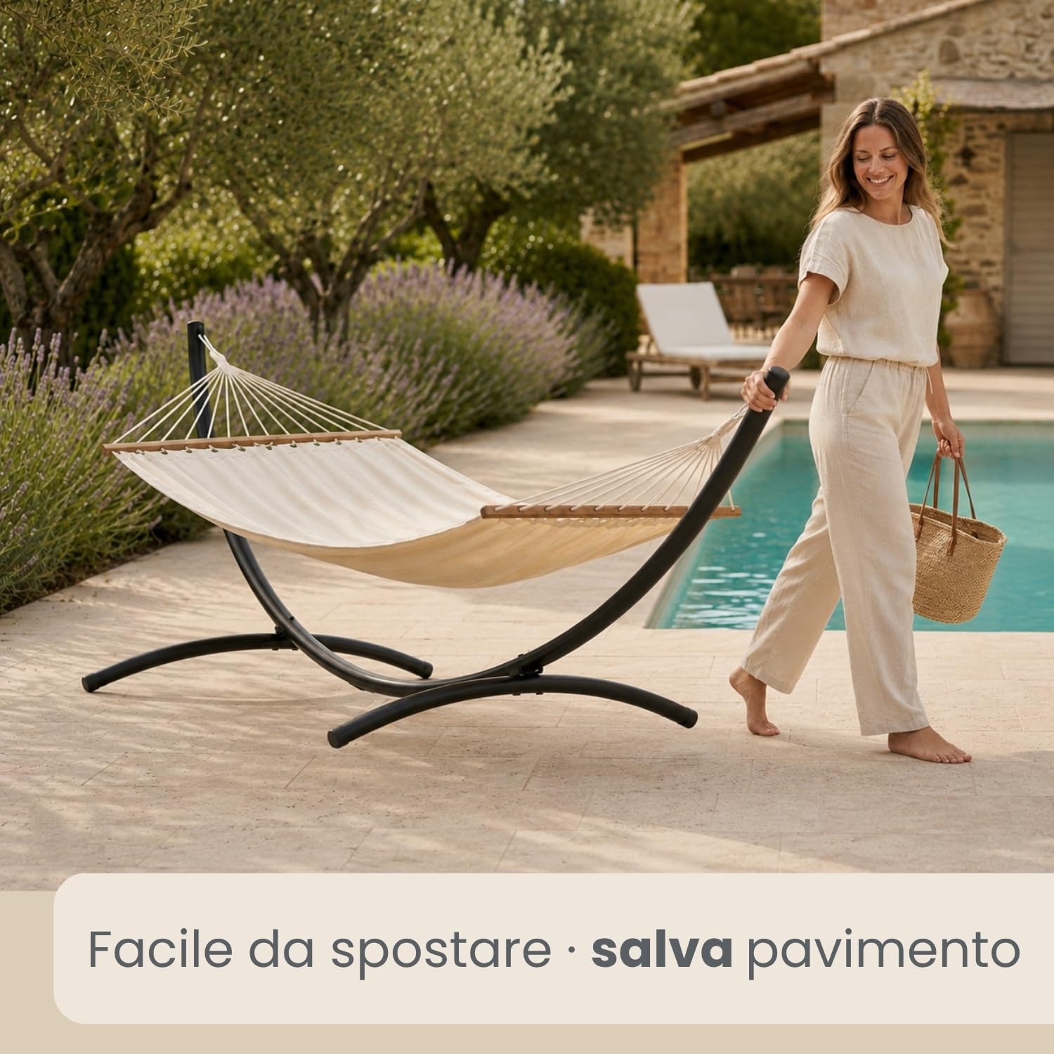 AMANKA 300 x 100 cm, telaio per amaca da esterni, fino a 120 kg, resistente alle intemperie, in metallo, per altalena, per amaca