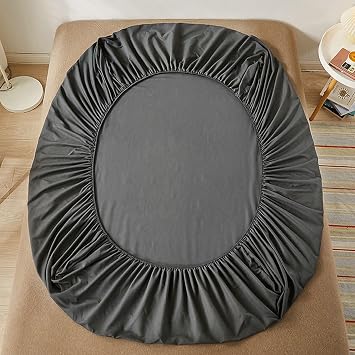 King Fitted Sheet Corner Straps,39 x 78 in,Fitted Sheet Double Bed Solid Color Queen Fitted Sheet Dark Gray