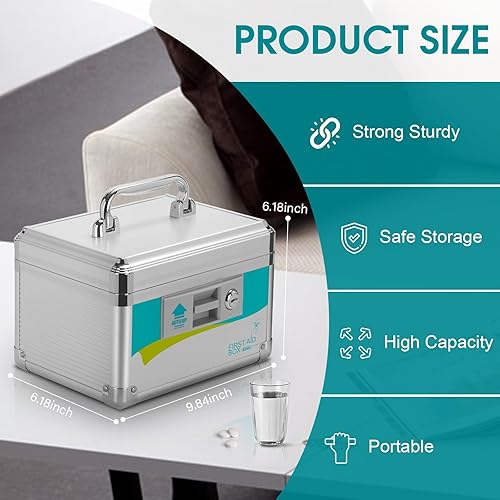 Miniatura 3 de Caja de bloqueo de medicina, caja de medicina con bloqueo, cajas de seguridad XS 9.84 x 6.18 x 6.18 pulgadas, caja de seguridad, caja de seguridad