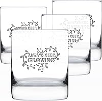 Vista 6 de Custom Keep Growing - Personalized Whiskey Rocks Glass - Gardening Themed Gifts and Decor for Gardeners - 10.25 Oz Glass