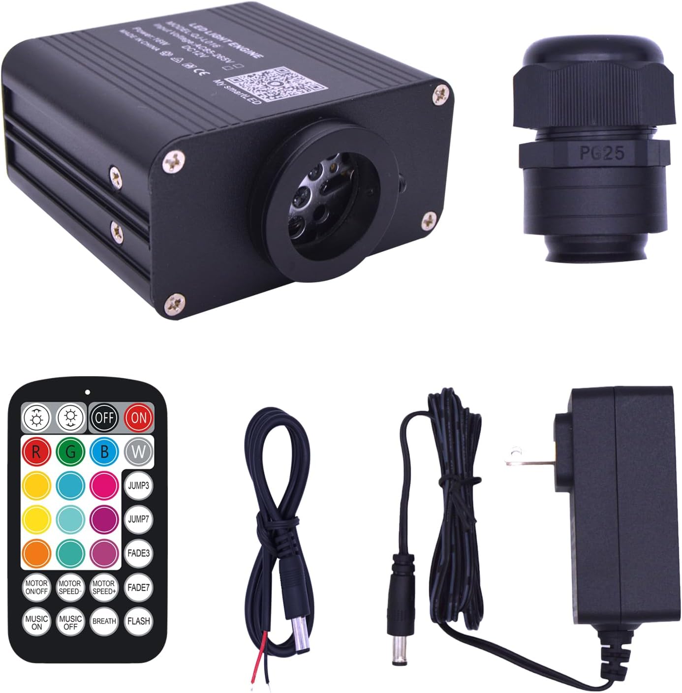 BENEVIBE Twinkle 16W Mini Bluetooth APP Control Music Sync RGBW Fiber Optic Light Engine for Car Star Ceiling & Home Decor