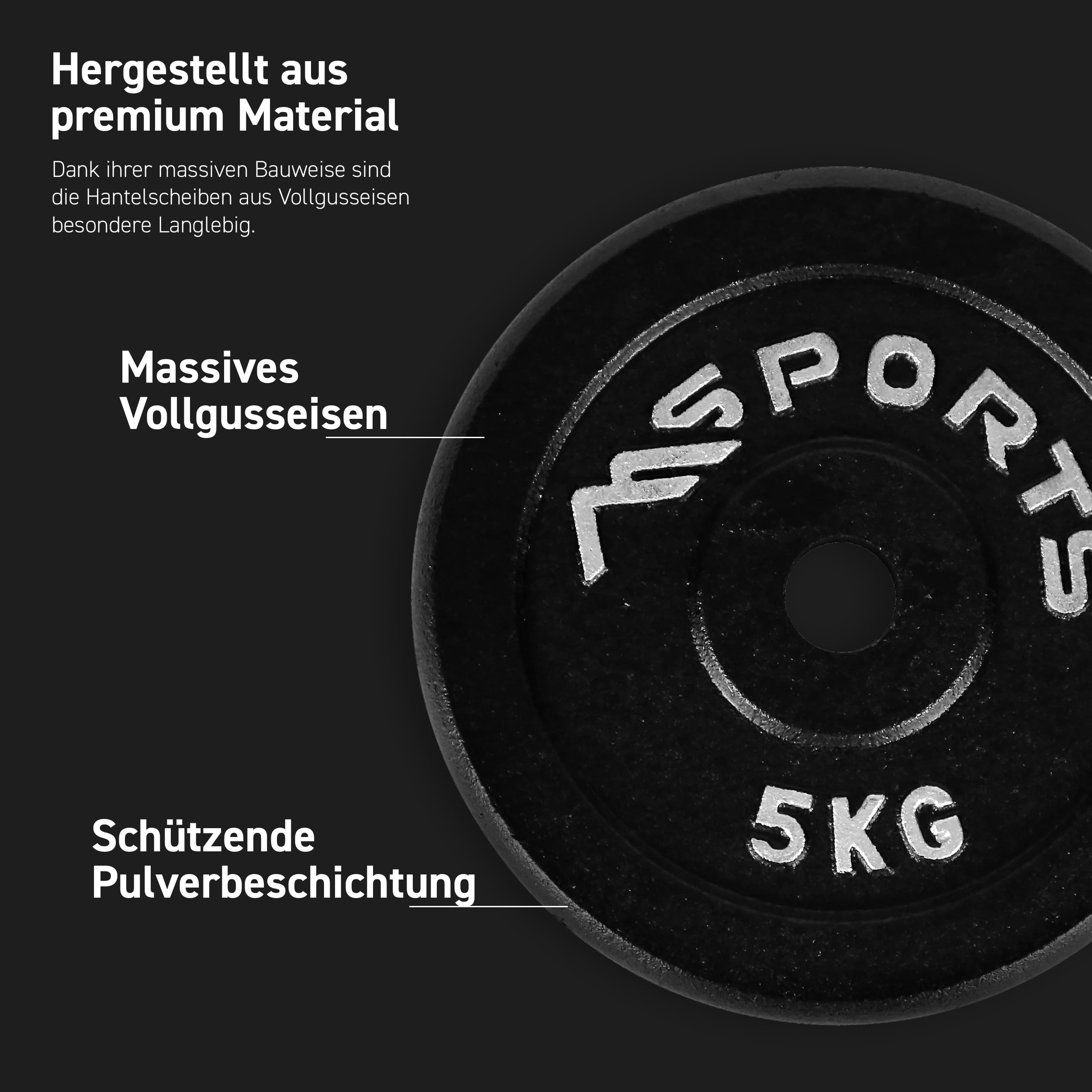 MSPORTS Hantelscheiben Paar Professional aus 100% Gusseisen 5-30 kg Hantel