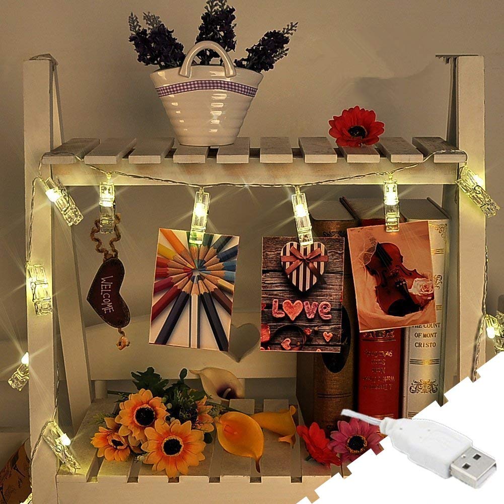 LED String Lights, Morbuy 20LED/ 3m Photo Clip String Lights USB Powered Decoration Lights Christmas Wedding Party Window Home Indoor Wall Fairy String Lights (3m / 20LED)