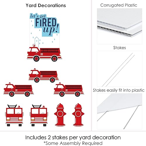 Miniatura 4 de Fired Up Fire Truck  Letrero de patio y decoración de jardín al aire libre  Firefighter Firetruck Baby Shower o cumpleaños fiesta Yard Signs  Juego