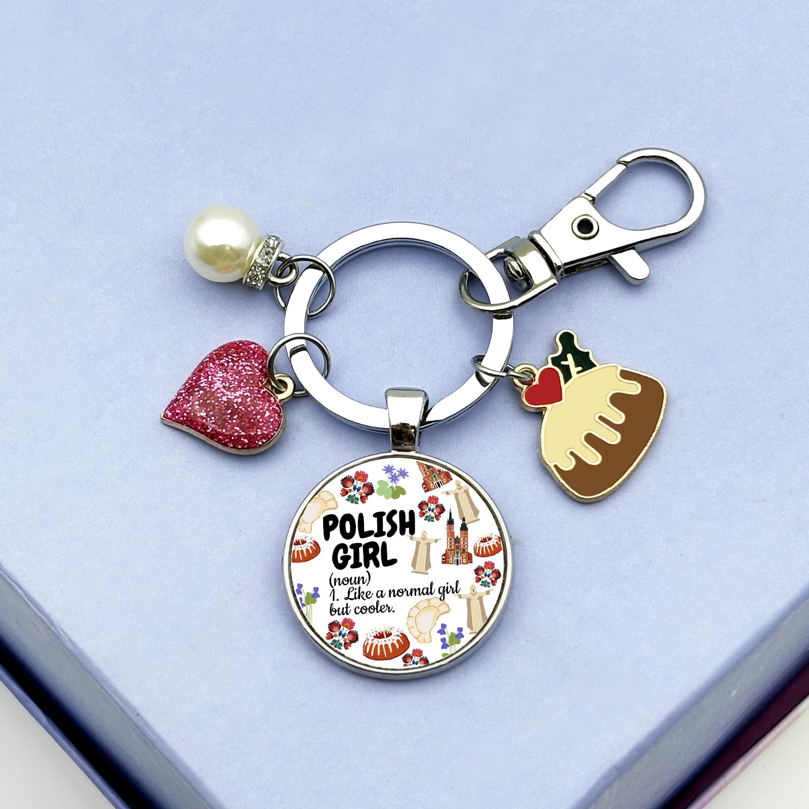 Polish Gifts Poland Lover Keychain for Christmas Graduation Birthday Retirement Poland Vacation Souvenir for Women Kids Mom Girl Trip Pierogi Theme Travel Jewelry Funny Polish Landmarks Keyring