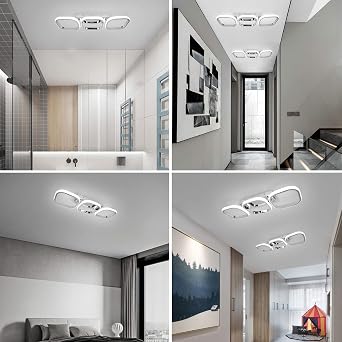 EIDISUNY Modern Led Ceiling Light, Flush Mount Ceiling Lamp 3 Squares LED, Close to Ceiling Lighting Fixtures for Hallway Bedroom Living Room Kitchen Office Entrance - 33W Cool White Light (Silver) [Energy Class E]
