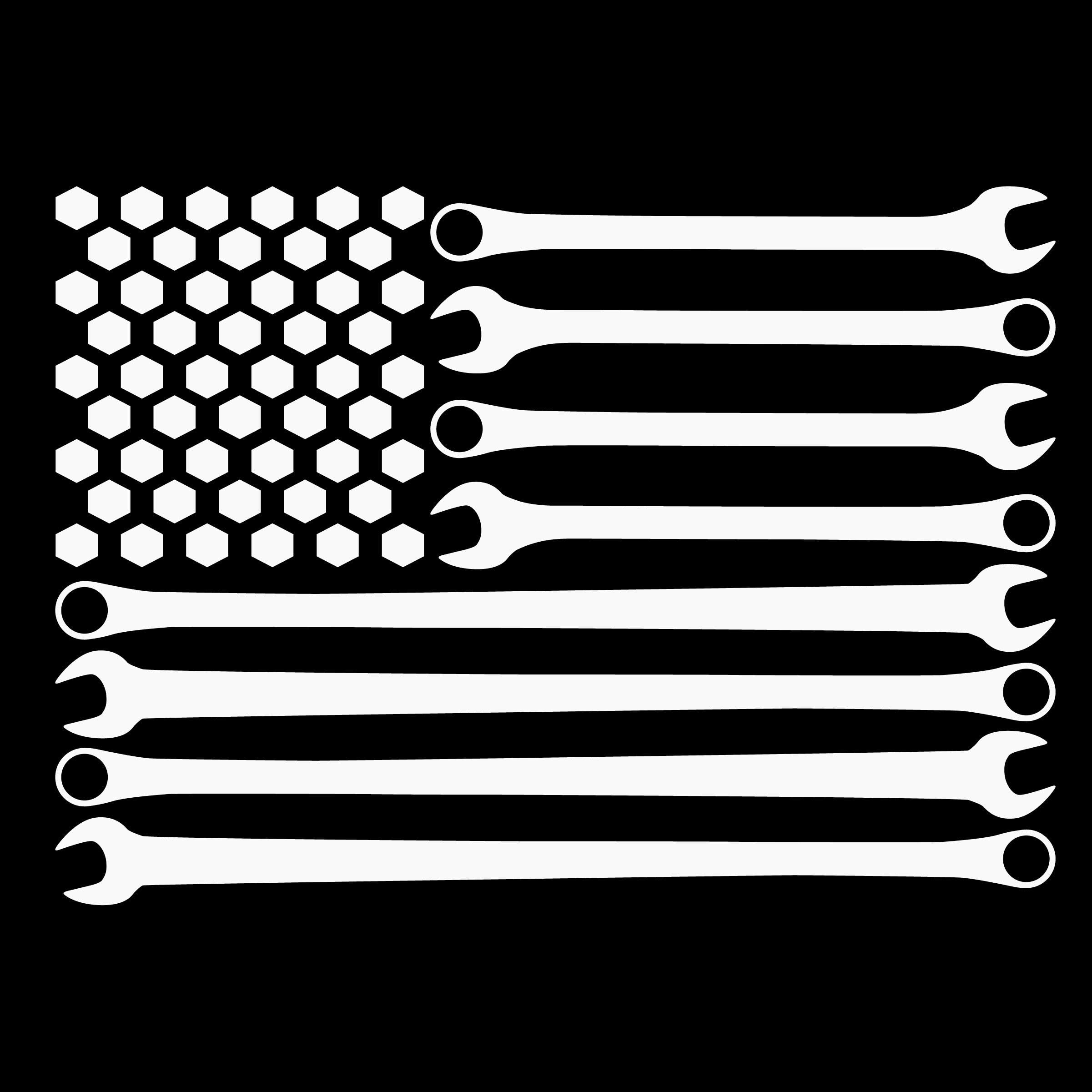 JMM Industries Mechanic American Flag Bolts and Wrenches Vinyl Decal Sticker Car Window Bumper Premium Quality Print UV Resistant JMM00147WHT6 (White, 6-Inches)