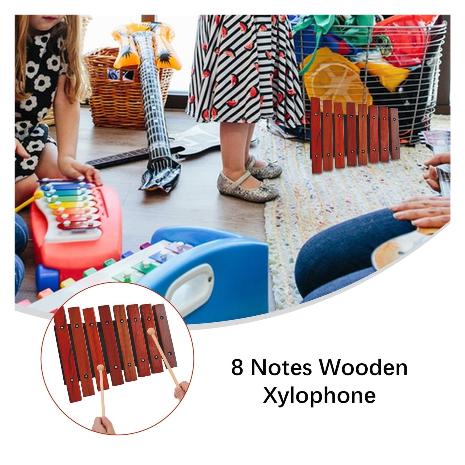 8 Notes Wooden Xylophone | Strumento musicale con bacchette Piccoli strumenti musicali