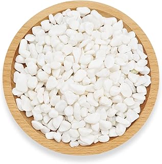 JINWOKEJI Natural White Pebbles Decorative Small Gravel Stone Plants Aquarium Gravel River Rock Bean Pebbles for Succulent Bonsai Cactus, 3/8", 2.2lb