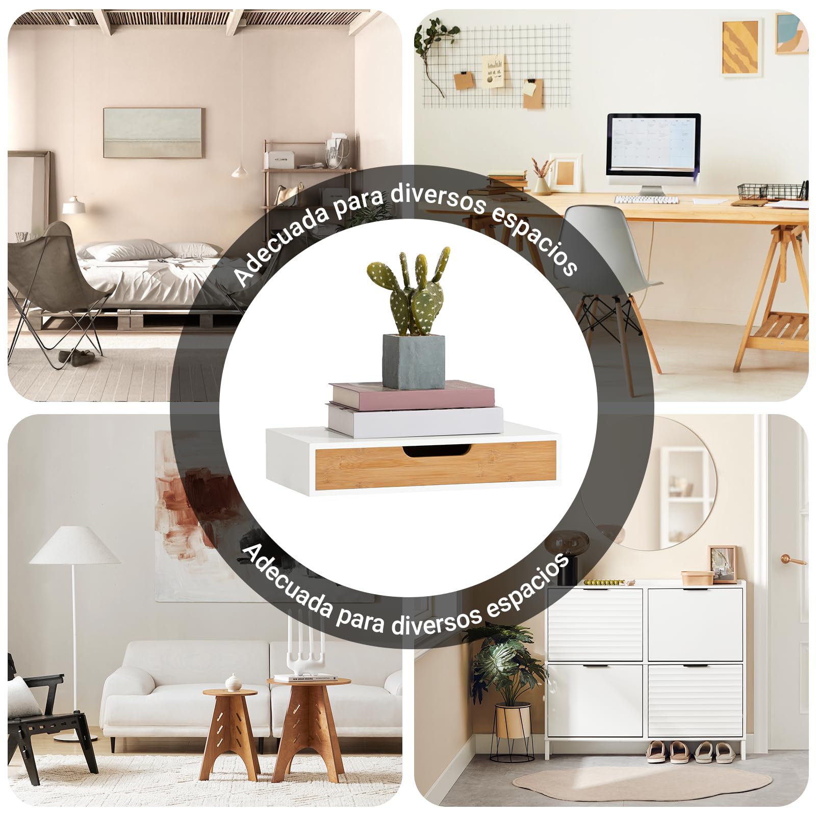 SoBuy FRG92-WN,Estante de Pared con Cajón, Estante Estantería para la Sala, Estilo Moderno,ES
