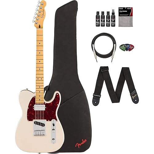 Fender Player II Modified Telecaster SH - Olympic Pearl Bundle with Gig Bag, Strap, Cable, 3-Pack Picks, and Guitar Cleaning Kit