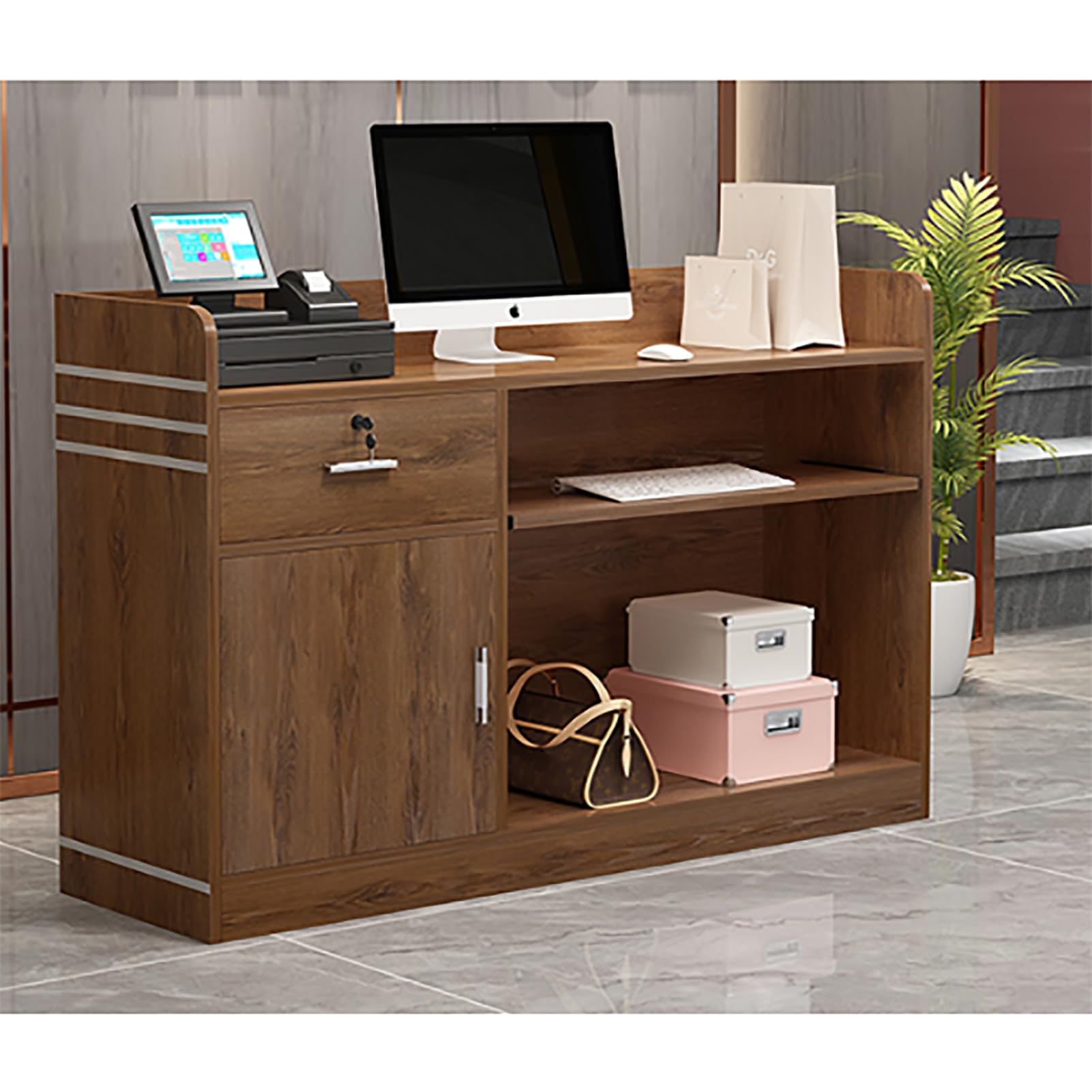 Meuble réception moderne 80cm structure marron haute densité pour hôtel