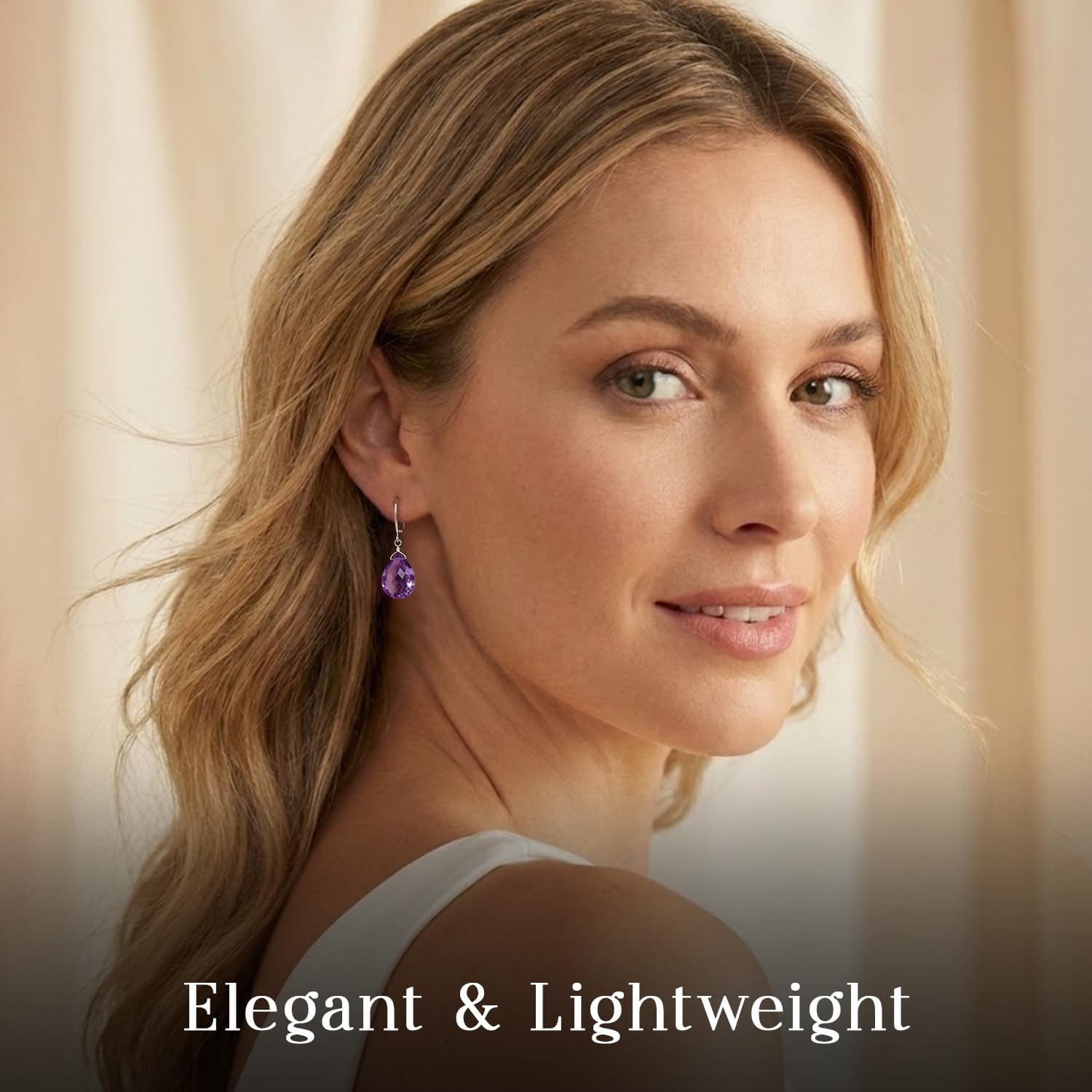 Natural Gemstone Pear Earrings for Women, Teardrop Crystal Earrings, Drop Dangle Earrings, 925 Silver Leverback, Lightweight, Gift for Mom Wife Girlfriend (1-1.25 inch) - Image 2