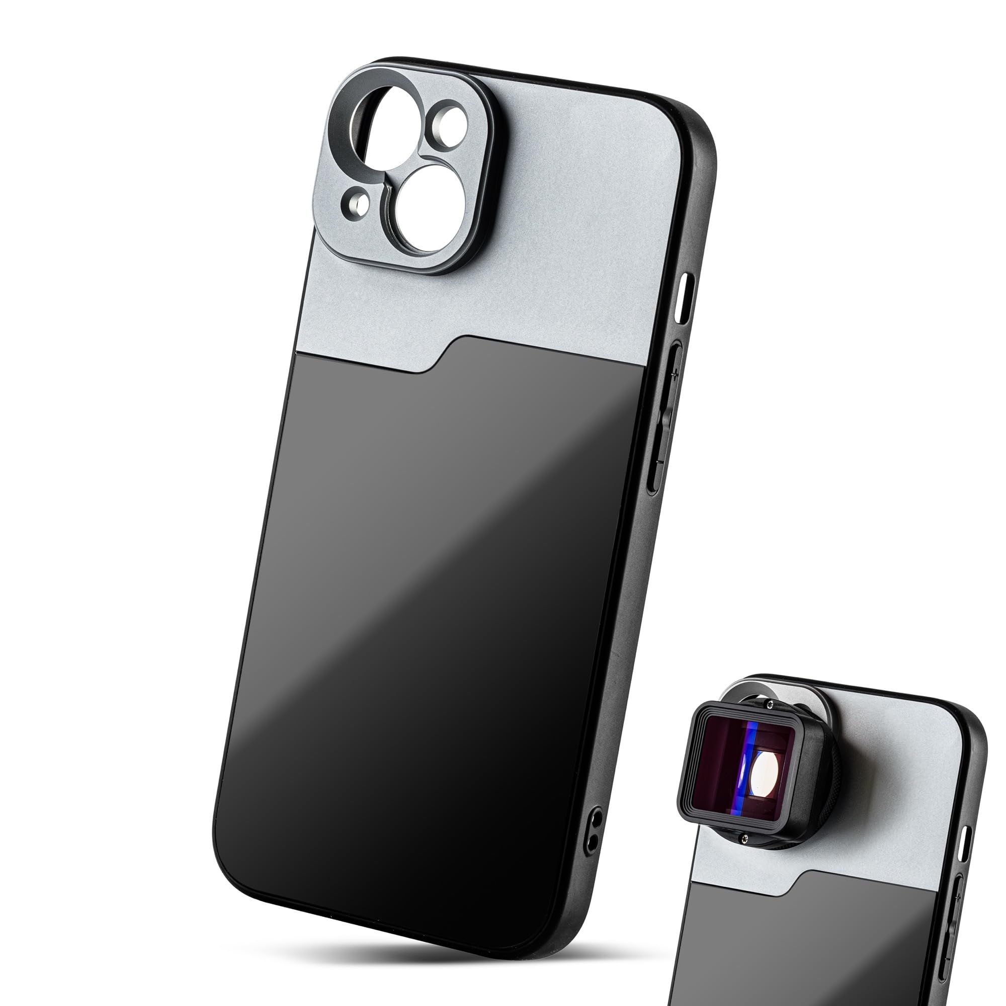MOJOGEAR Custodia per Obiettivo da 17 mm Compatibile con i Phone 15 PRO Custodia per Smartphone con Supporto per Obiettivo Carbonio Nero