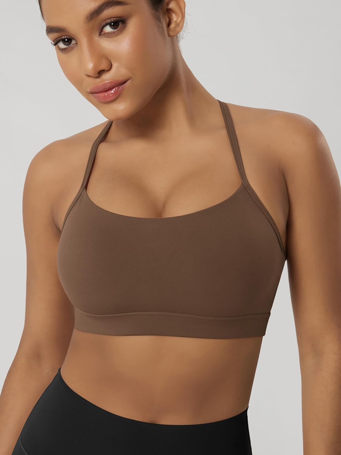 ODODOS Cloud Feeling Y Racerback Sports Bra for Women Wirefree Padded Strappy Yoga Bra - Image 2