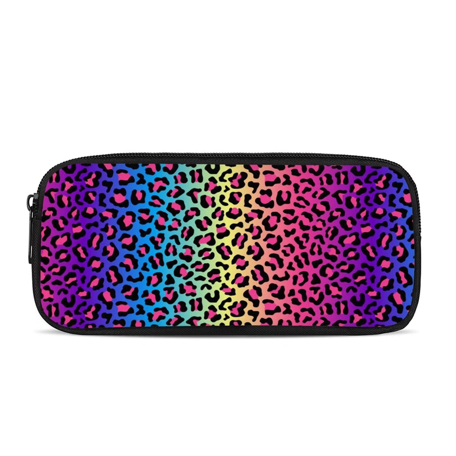 Showudesigns Rainbow Leopard Pencil Case Personalized Office Pen Holders Bag School Girls Boys Stationery Colorful Cheetah Purse โ image 1