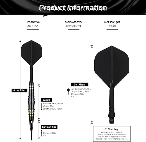 Miniatura 2 de CyeeLife Juego de dardos profesionales de punta suave de 0.71 onzas con 30 puntas de dardos adicionales y caja de almacenamiento de regalo, punta de