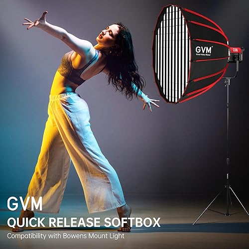 Miniatura 6 de GVM - Cajas blandas de iluminación Bowens de 24 pulgadas, montaje Bowens, caja de luz parabólica de liberación rápida compatible con