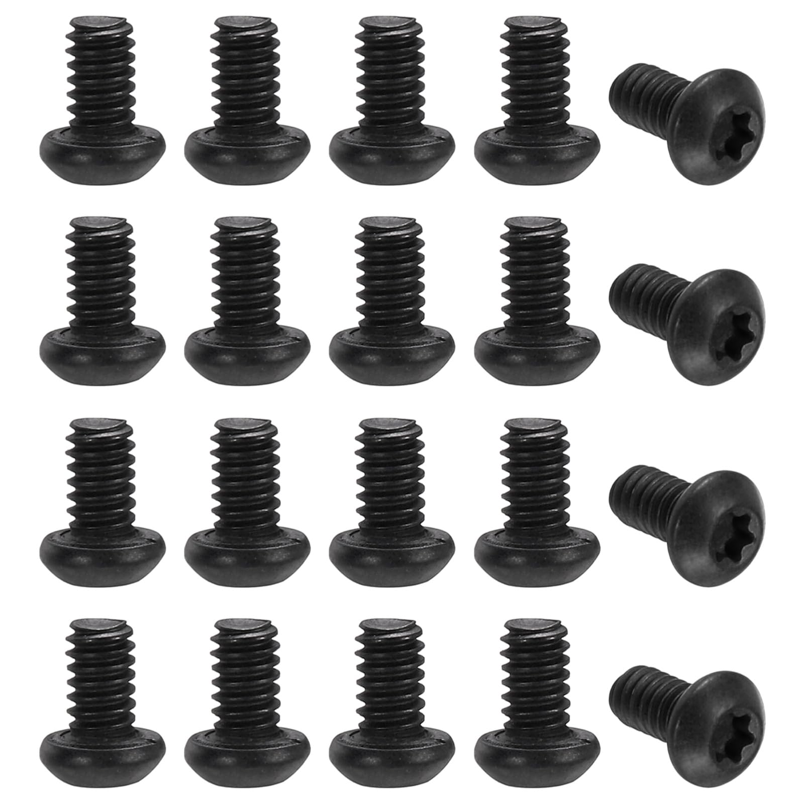 sourcing map 20pcs Pocket Clip Screws T6 Torx Head 2-56UCN 3.5mm Thread Length Folding Knife Fasteners Stainless Steel Black Oxide Shaft Pivot Pins Screws for Blade Fixing, Black