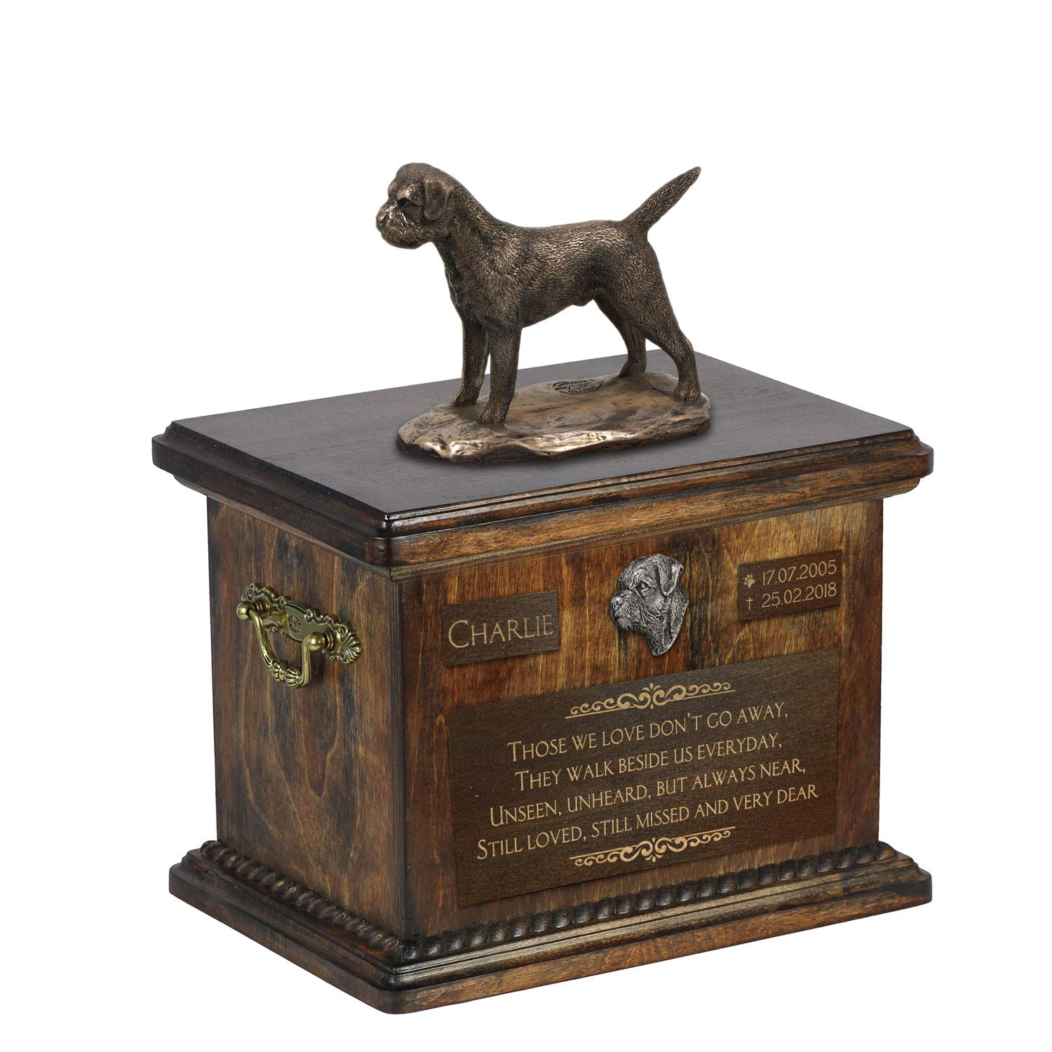 Urne Commémorative Chien sur socle en bouleau pour salon et espace souvenir
