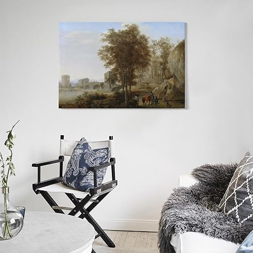 Miniatura 5 de Viajeros en el Ponte Lucano sobre el Anio en Tivoli - Póster para pared, póster impreso en lienzo para decoración de dormitorio, sala de estar, 08 x