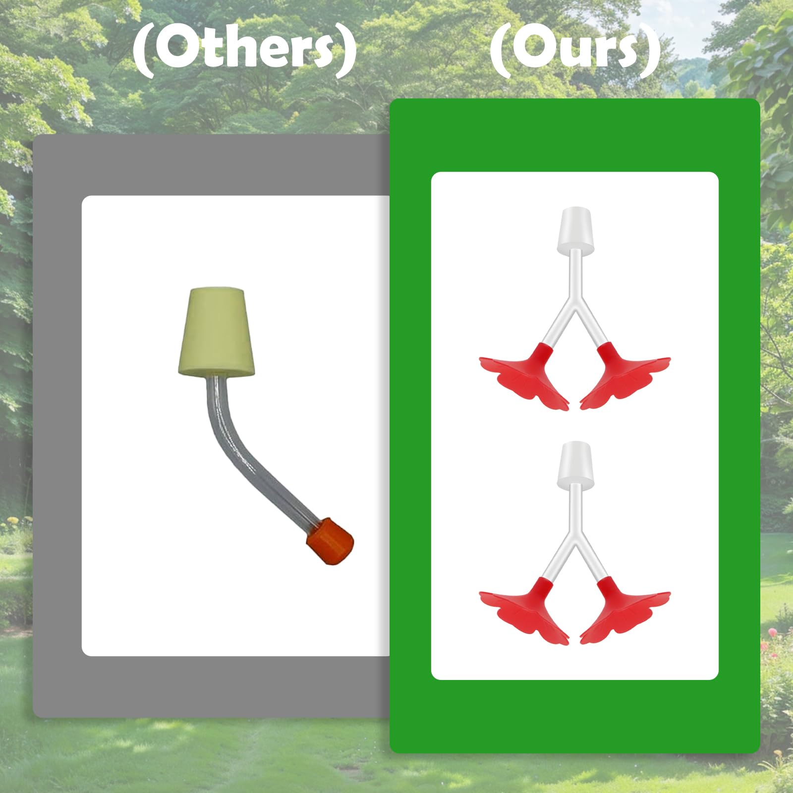 4 Pcs Floral Hummingbird Feeder Tubes and Stoppers, Red Double Head Feeding Ports Wine Bottle Plug - Image 4