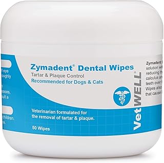 VetWELL Zymadent Cat & Dog Dental Wipes - Teeth Cleaning & Dental Care with Chlorhexidine - Tartar Remover for Teeth, Redu...