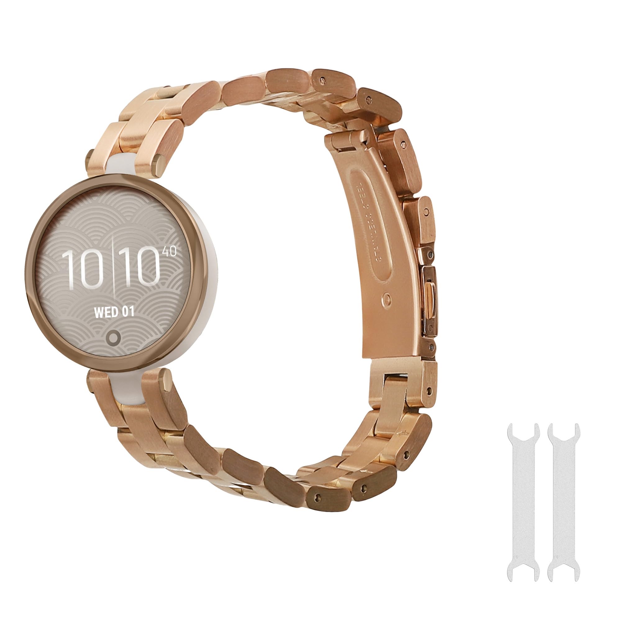 kwmobile Pasek do zegarka ze stali nierdzewnej, kompatybilny z Garmin Lily Sport, zapasowy pasek do smartwatcha, wymiary wewnętrzne 14-22 cm, różowe złoto