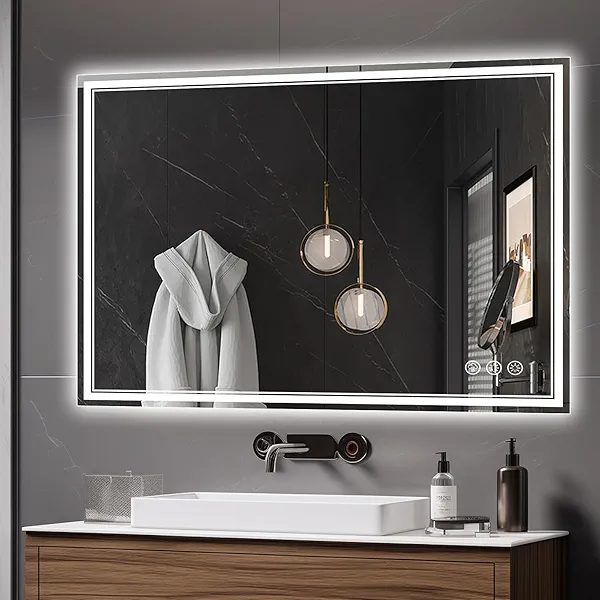 Ratsamee 40x30 Inch LED Bathroom Mirror with Frontlit & Backlit(Independent Control), Lighted Mirror for Bathroom Wall with 3-Color Dimmable & Anti-Fog, Vanity Mirror with Lights