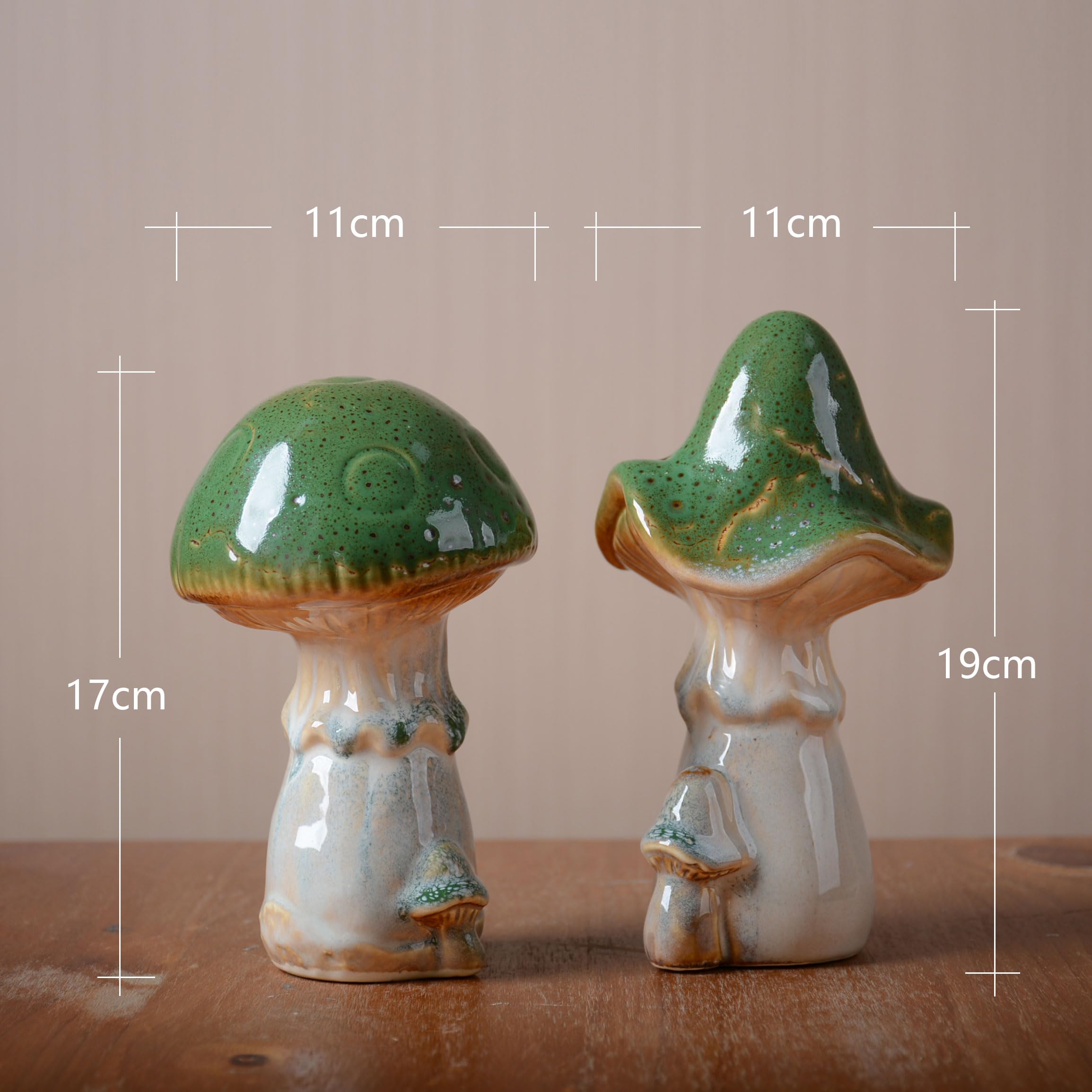 SEINHIJO Statua Decorativa Funghi Scultura Giardino Figurine Moderna Arts Regalo Ceramica Statuetta per Patio Cortile 17cm