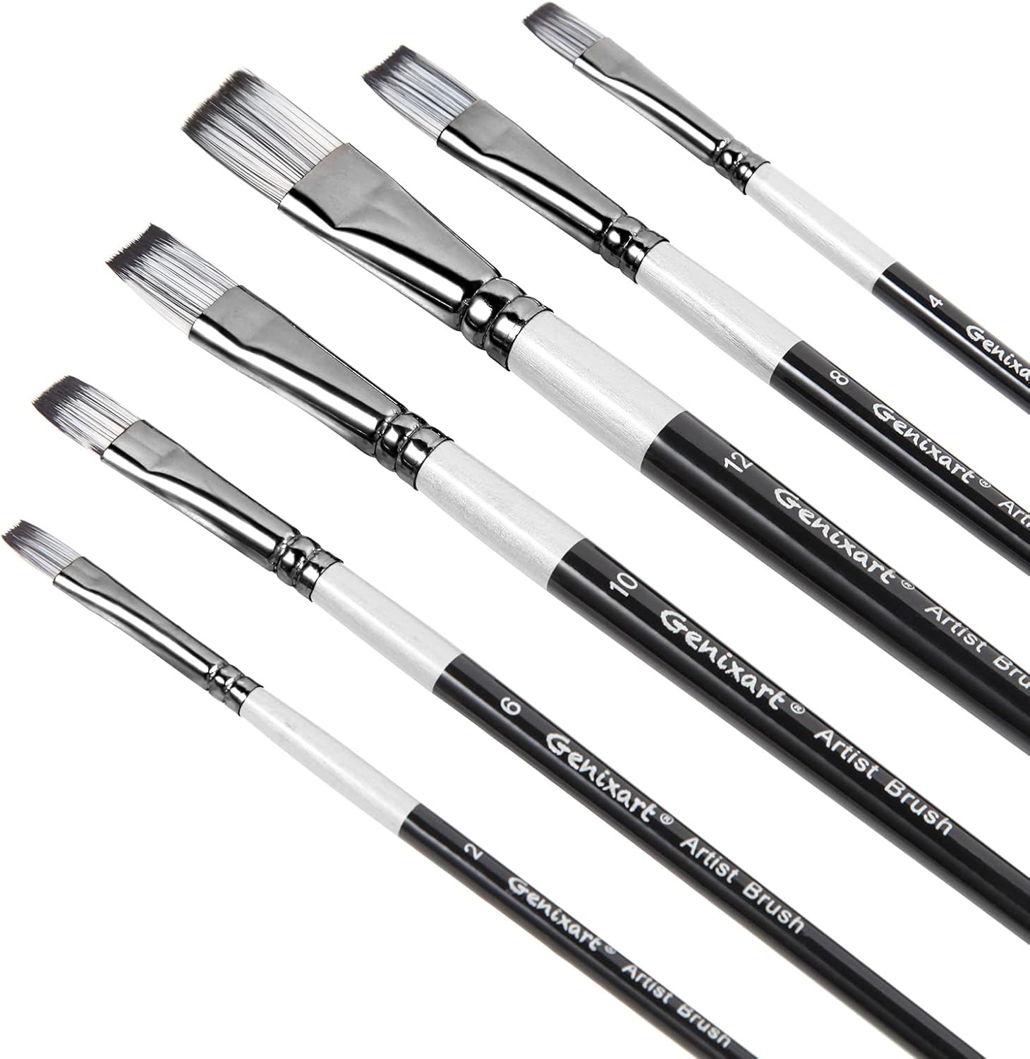 Flat Paint Brushes Set 6 Pcs Artist Paintbrushes for Acrylic, Oil